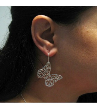 E000736 Stylish Sterling Silver Earrings Butterfly 925 Empress